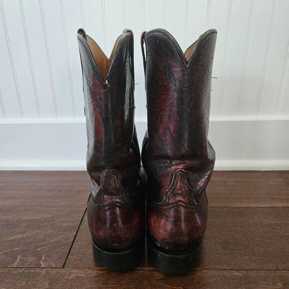 Lucchese Black Cherry Leather Boots Style P0134 Size 9 Men's - Picture 4 of 12